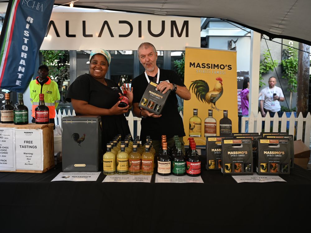 An Italian liqueur producer showing bottles and gift packs at their stand